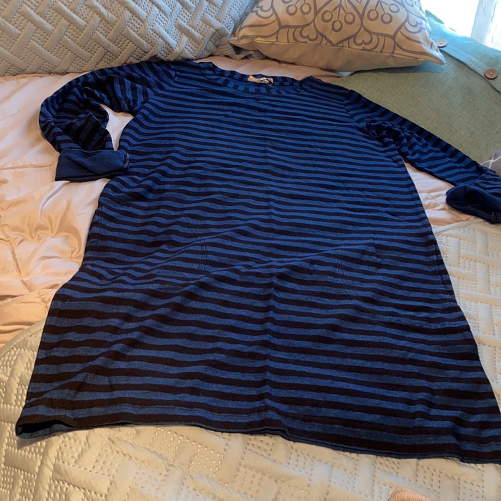 Jane and Delancey 100% Cotton T-Shirt dress horizontal stripe navy black small - Picture 3 of 13